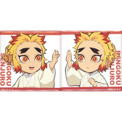 Demon Slayer: Kimetsu no Yaiba the Movie: Mugen Train Senjuro Rengoku Mini Chara Newly Drawn Connecting Square Can Badges ufotable cafe Limited Buttons [USED]