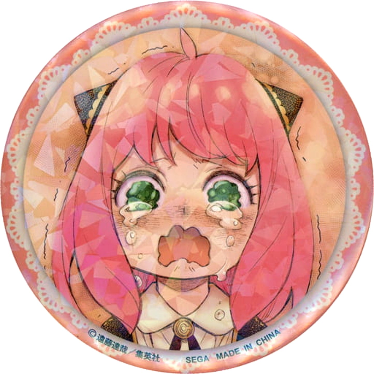 SPY x FAMILY Anya Background: Pink Can Badge Buttons [USED]