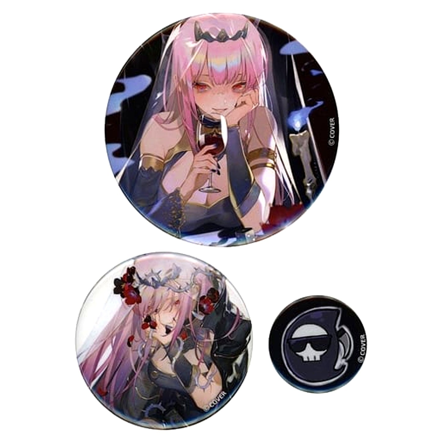 hololive Mori Calliope Rei Sensei Newly Illustrated Hella-Official Shinigami Can Badge Set of 3 Birthday Commemoration 2021 [USED]