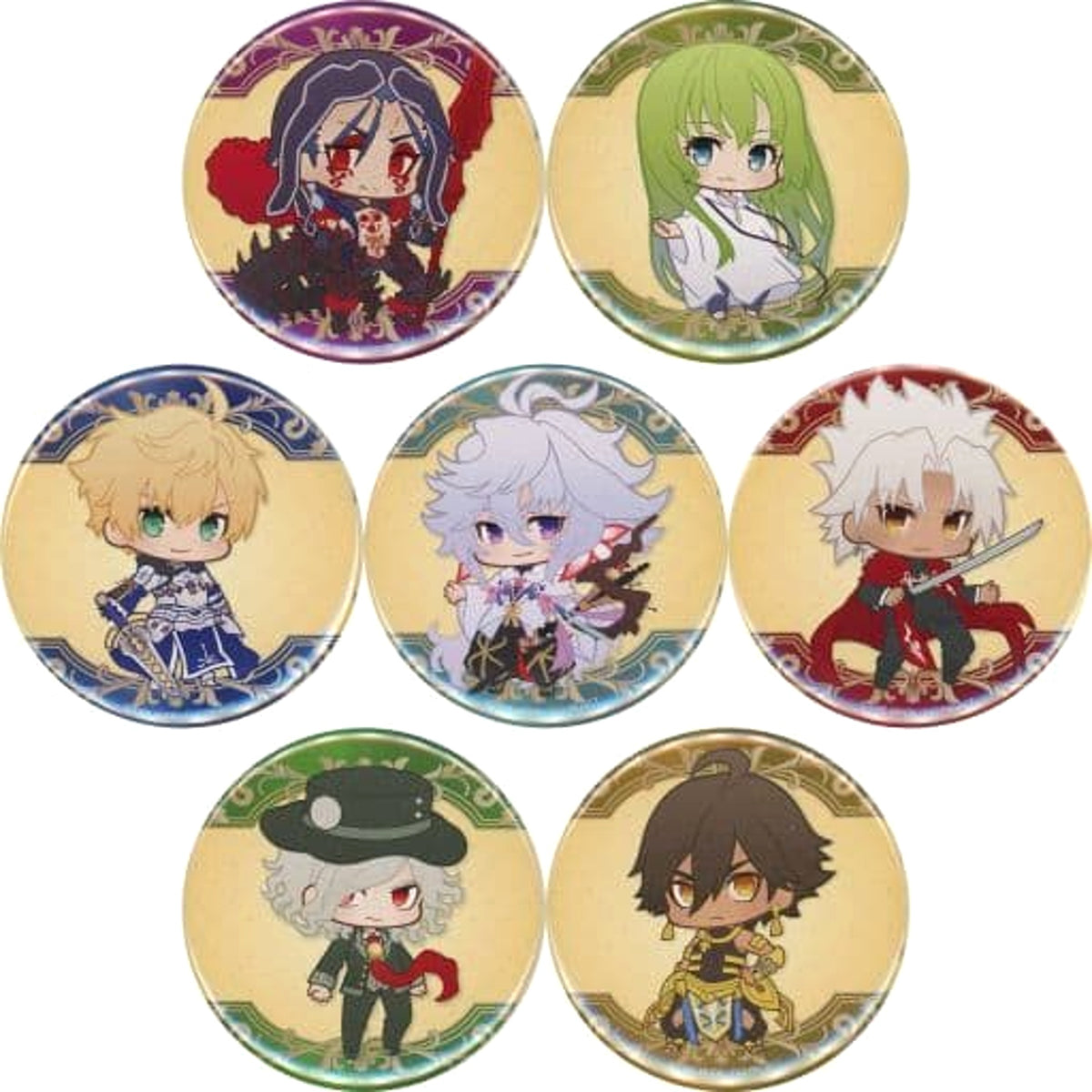 Fate/Grand Order Lancer/Enkidu & Others Trading Can Badge AGF 2017 Limited All 7 Types Set Buttons [USED]