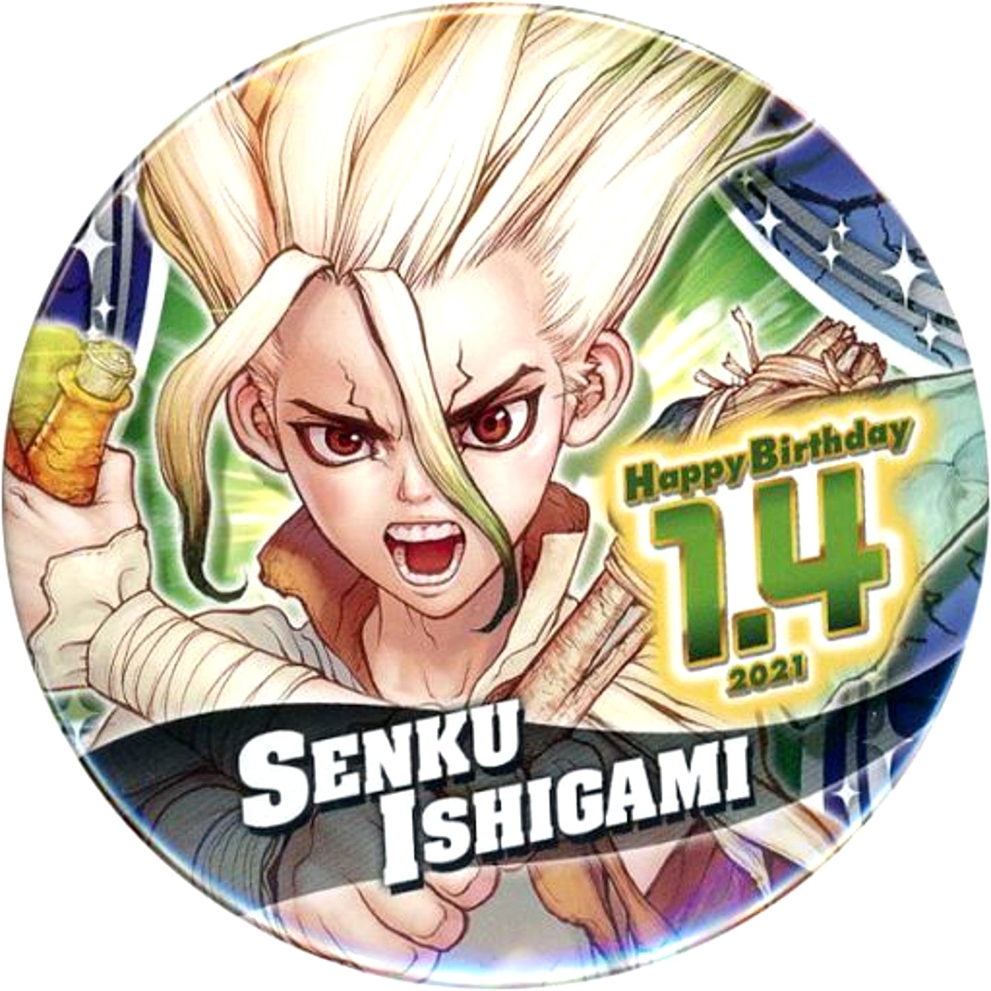 Senku Ishigami Dr. STONE Birthday Button [USED]