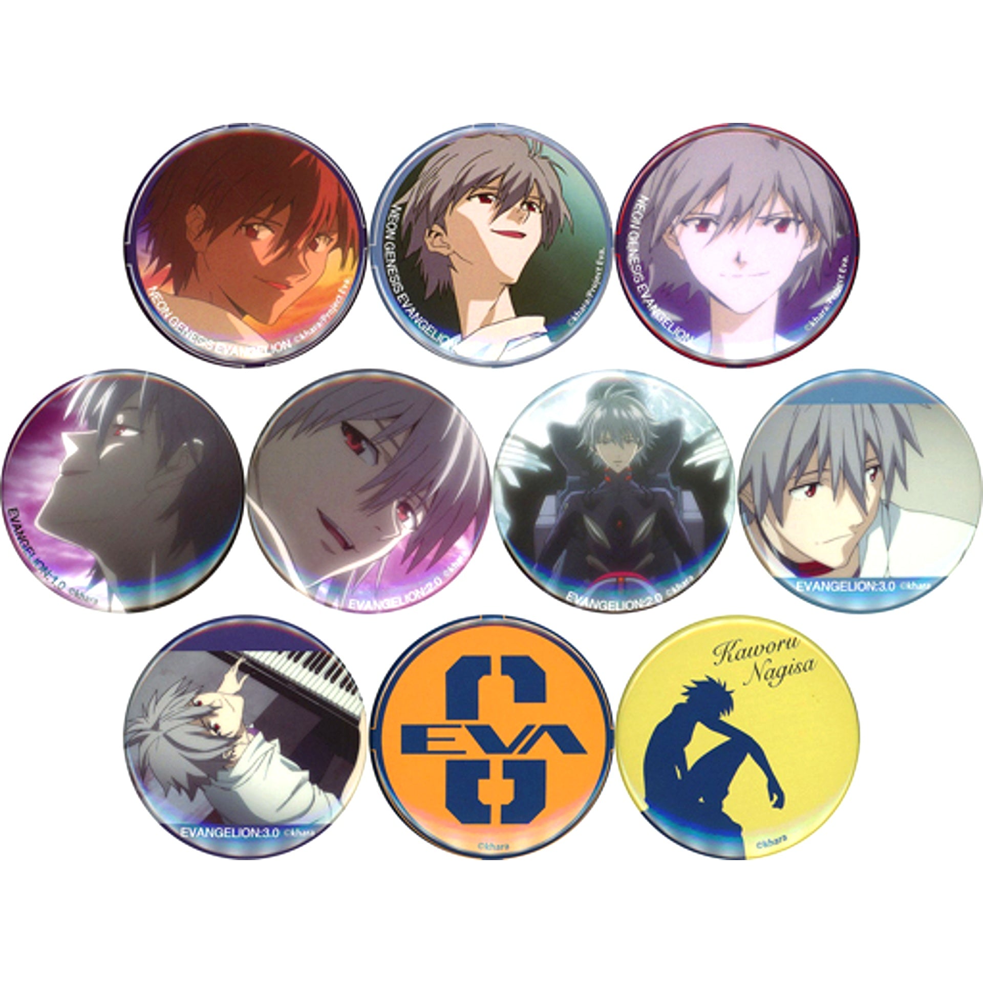 Set of 10 EVANGELION Kaworu Button Collection EVANGELION STORE Limited [USED]