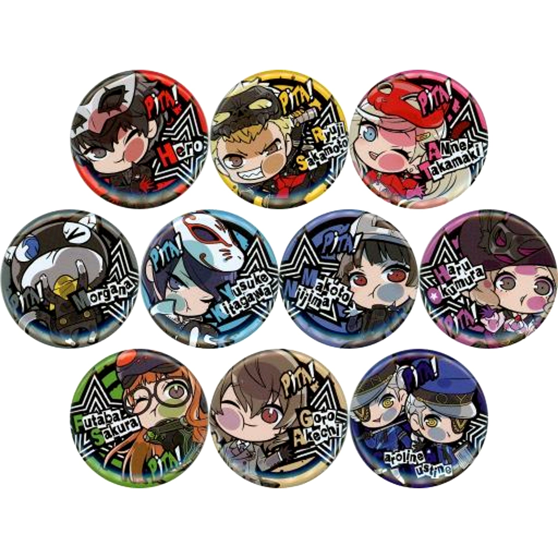 Set of 10 Persona 5 Pita! Defome Button Phantom Thief Outfit Ver. [USED]