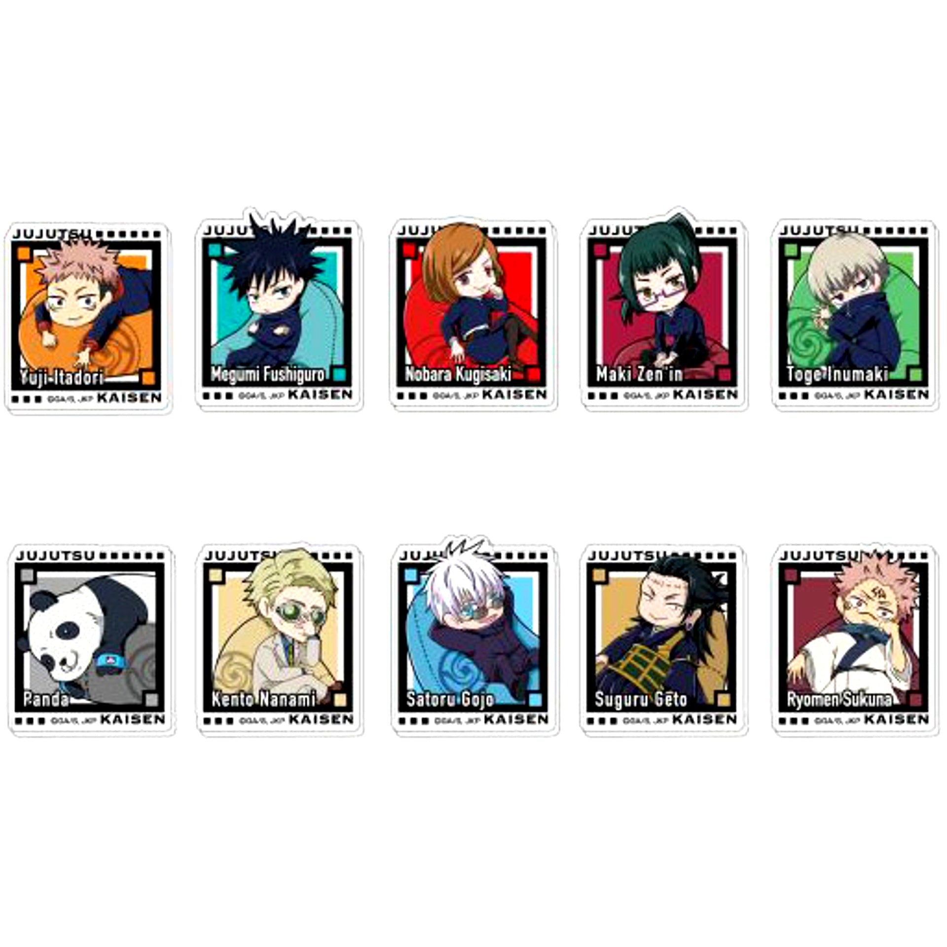 Set of 10 Jujutsu Kaisen Yurutto Cushion Series Acrylic Badge [USED]