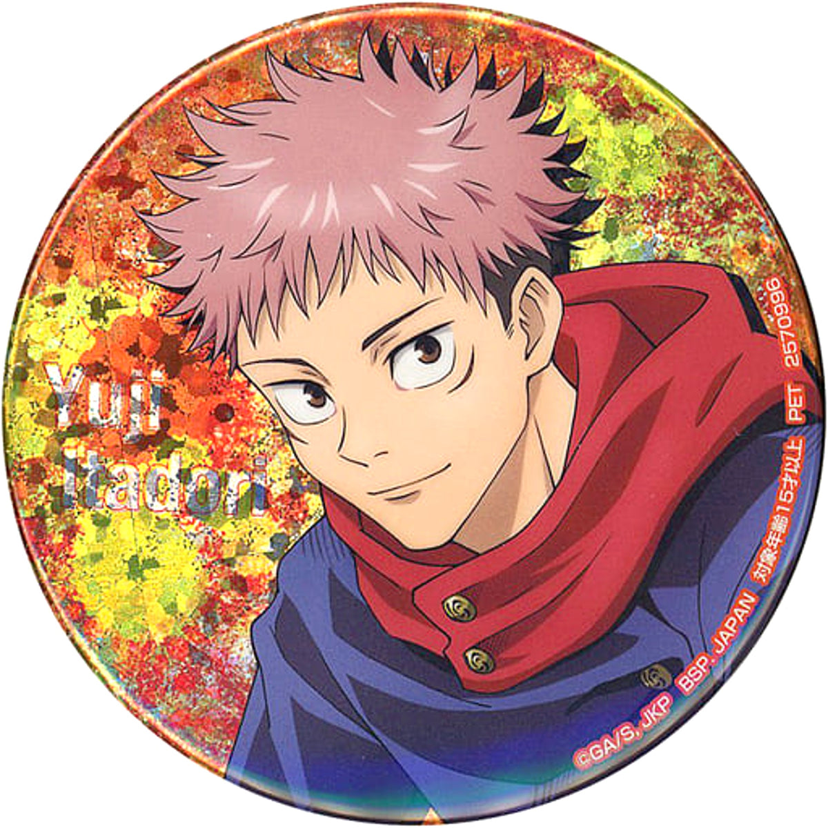 Jujutsu Kaisen Yuji Itadori Natural Proportions Hologram Can Badge Hoodie Style Namco Limited Buttons [USED]