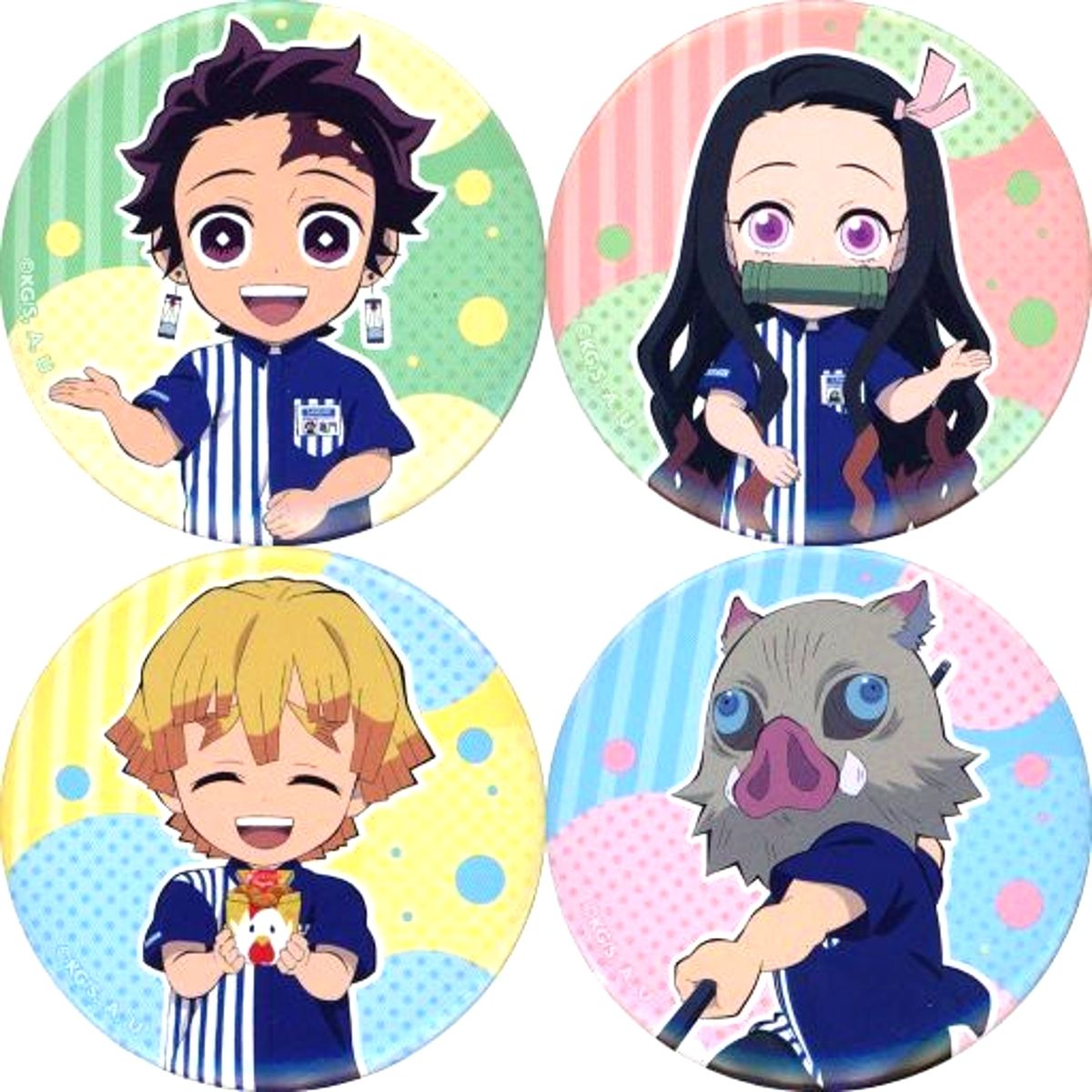 Set of 4 Demon Slayer: Kimetsu no Yaiba X Lawson Button Set A Lawson Uniform Lawson Loppi HMV & Books Online Limited [USED]