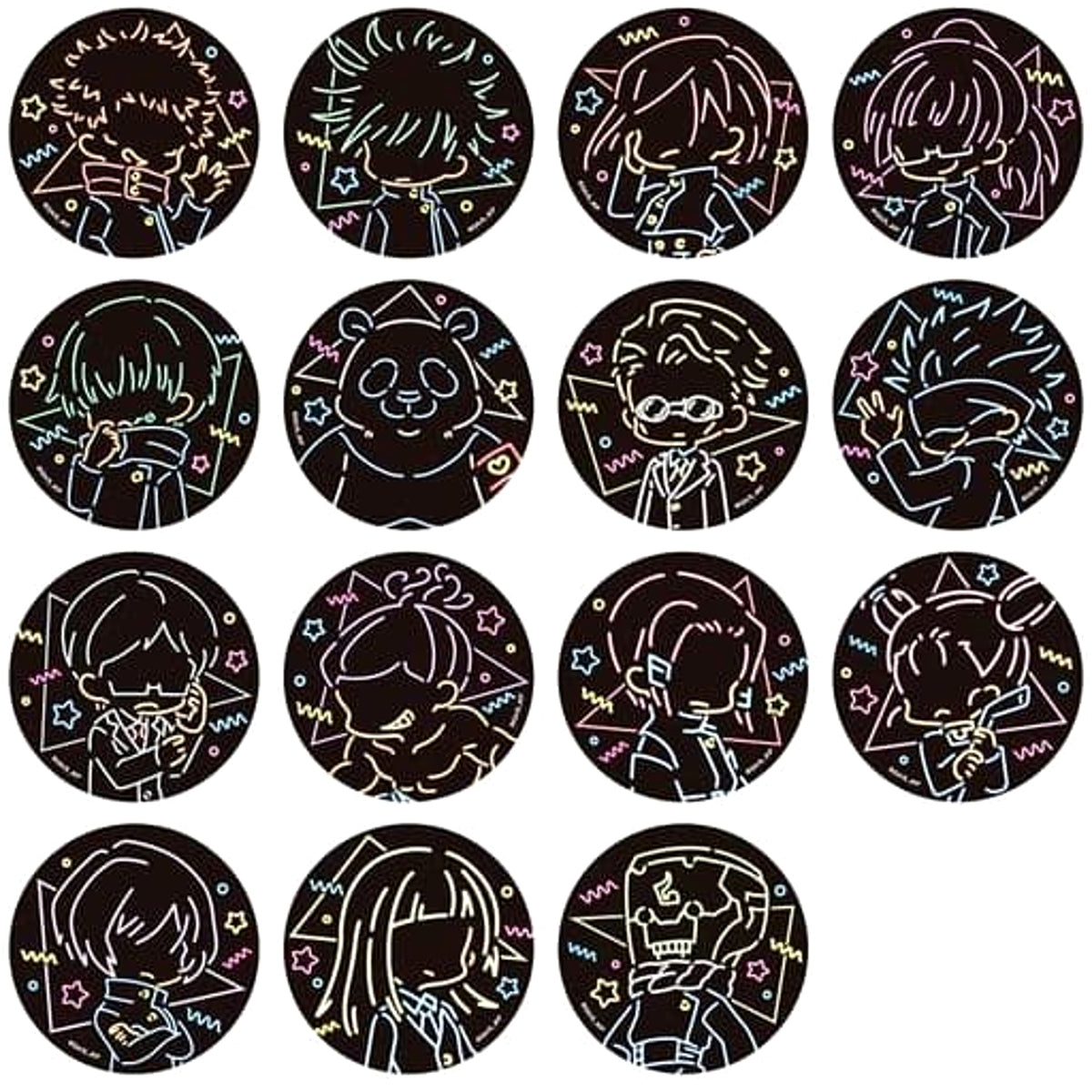 Jujutsu Kaisen Yuji Itadori & Others Neon Line Can Badge All 15 Types Set Buttons [USED]