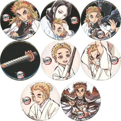 Demon Slayer: Kimetsu no Yaiba the Movie: Mugen Train Kyojuro Rengoku & Others 57mm Can Badge Air Comiket 3 Limited Silver Screen Art Book Deluxe Edition Bundled Items 8 Types Set Buttons [USED]