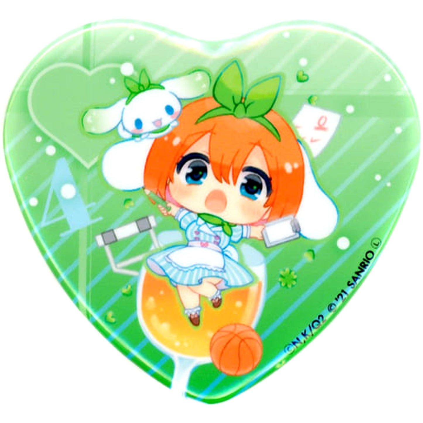 The Quintessential Quintuplets 2 x Cinnamoroll Yotsuba Nakano Trading Heart Shaped Can Badge Limitedshop Limited Buttons [USED]