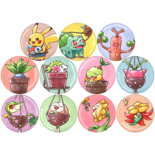 Set of 11 Pokemon Kurumi Badge Collection Pokemon Grassy Gardening Pokemon Center Limited [USED]
