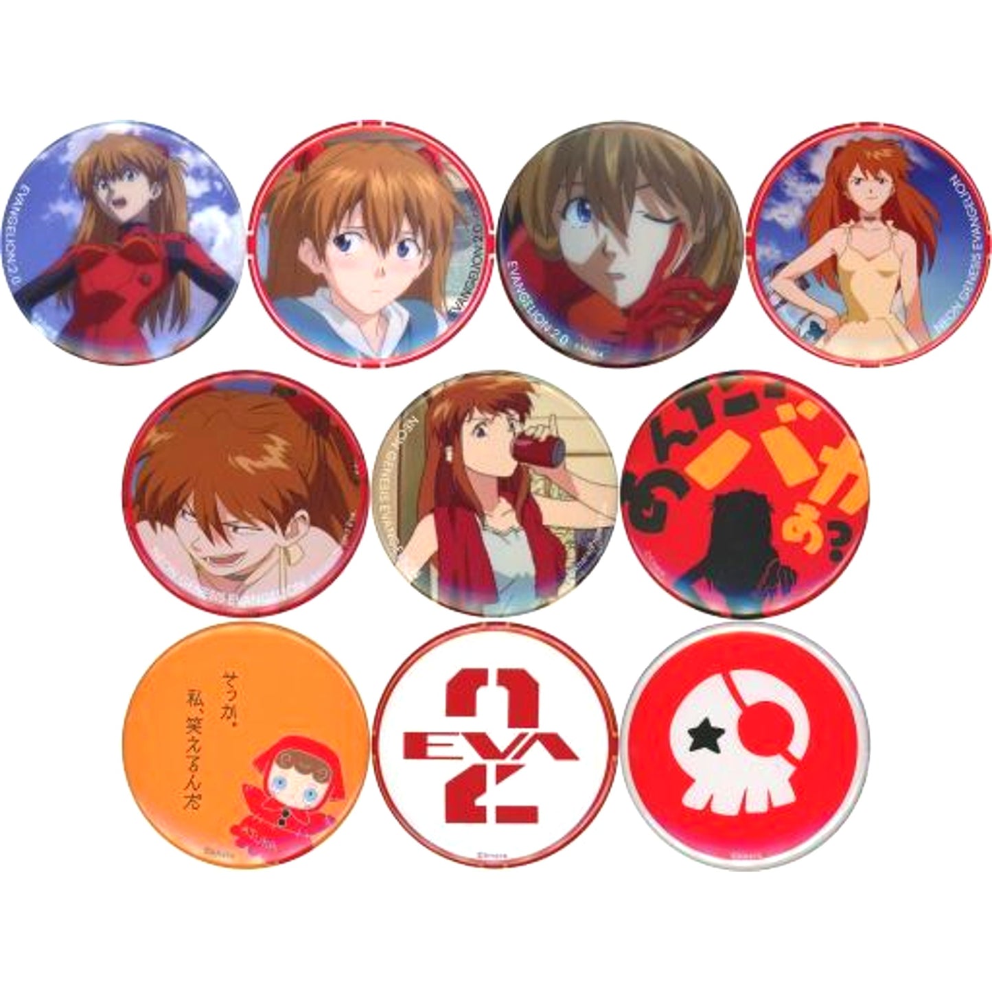 Set of 10 Neon Genesis Evangelion Asuka Button Collection EVANGELION STORE TOKYO-01 Goods [USED]