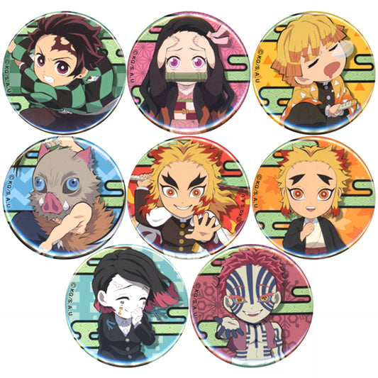 Set of 8 Demon Slayer Mugen Train Arc The Movie Random Deformed Button [USED]