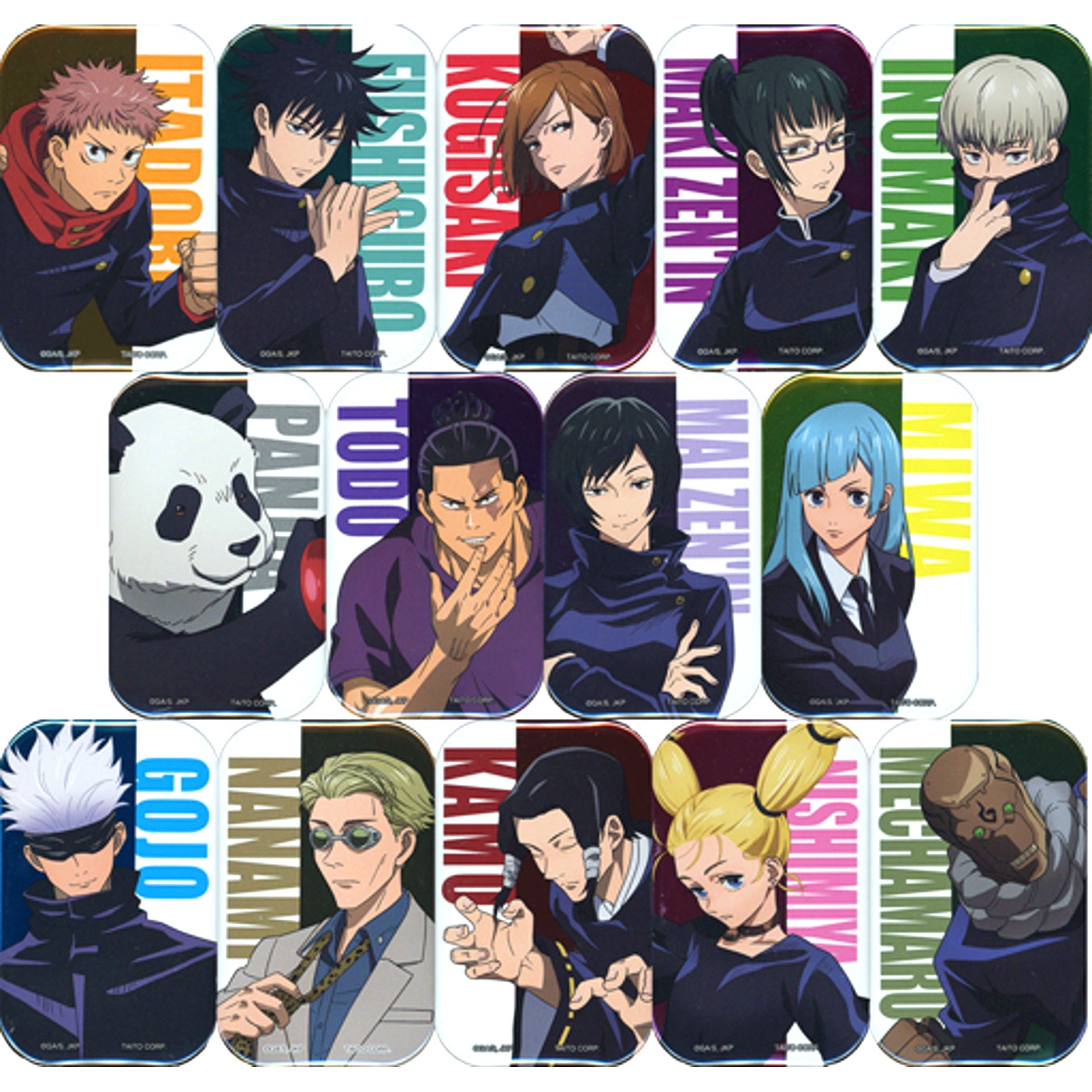 Set of 14 Jujutsu Kaisen Square Metallic Button [USED]