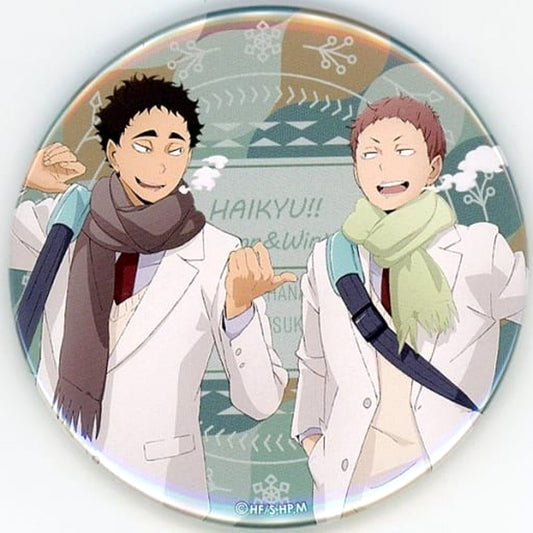 Haikyu!! Takahiro Hanamaki Issei Matsukawa Trading Big Can Badge Autumn & Winter animate Limited Buttons [USED]