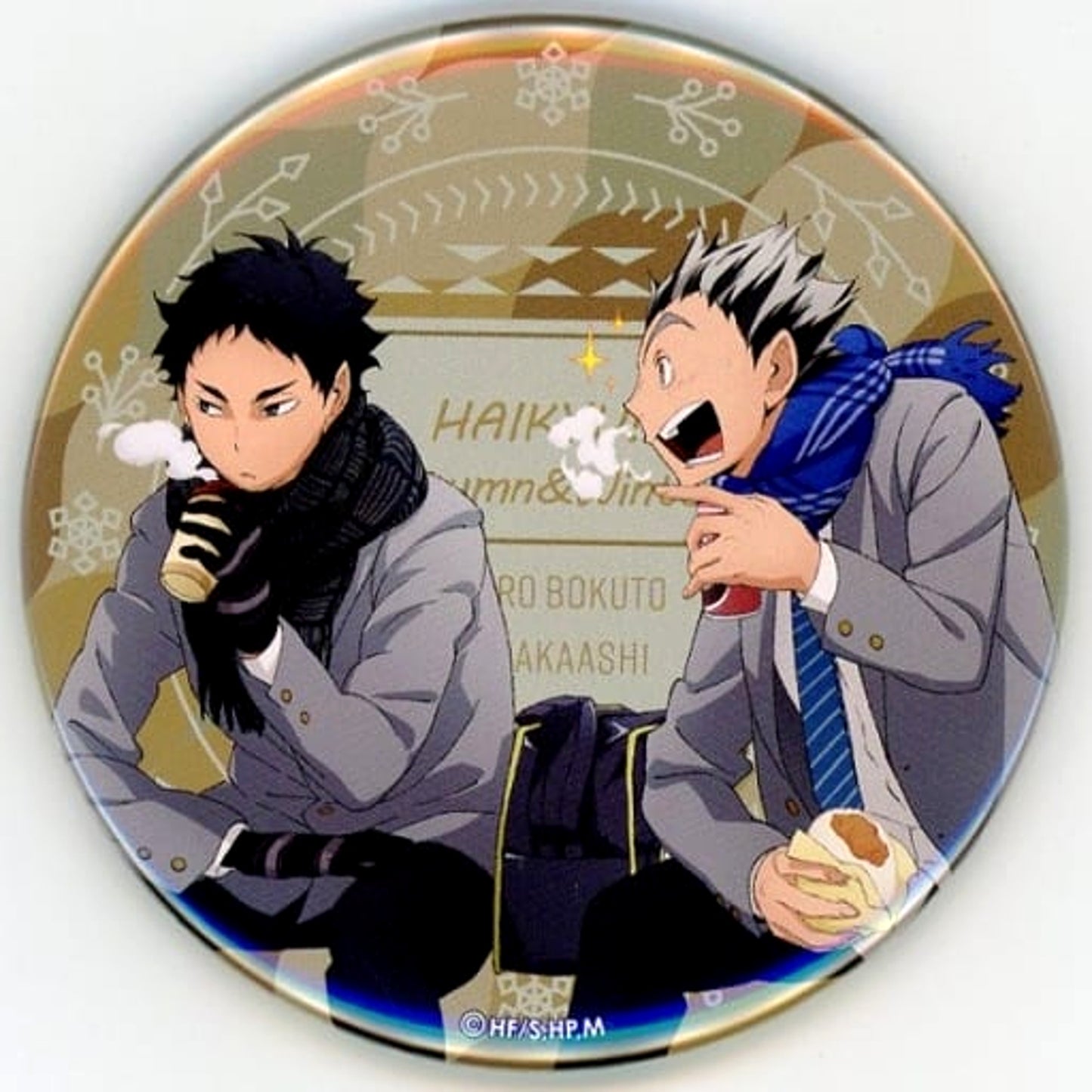 Haikyu!! Kotaro Bokuto Keiji Akaashi Trading Big Can Badge Autumn & Winter animate Limited Buttons [USED]