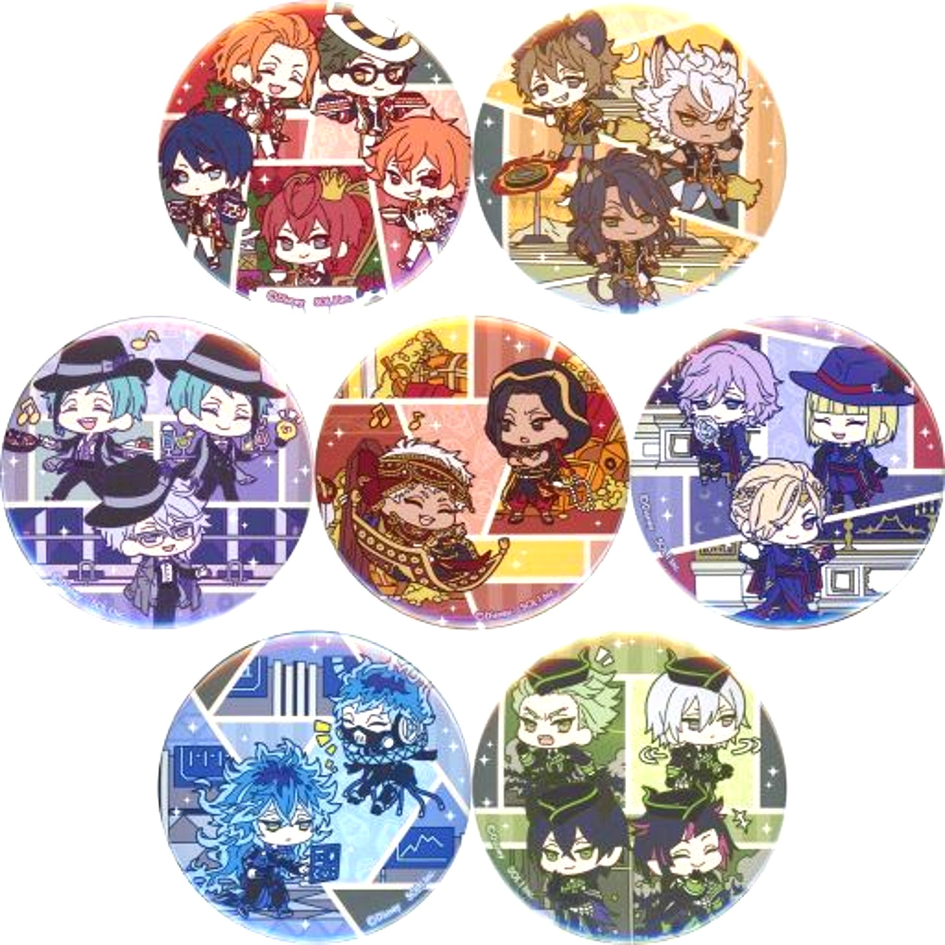 Set of 7 Disney Twisted-Wonderland Wachatto Trading Button BIG [USED]