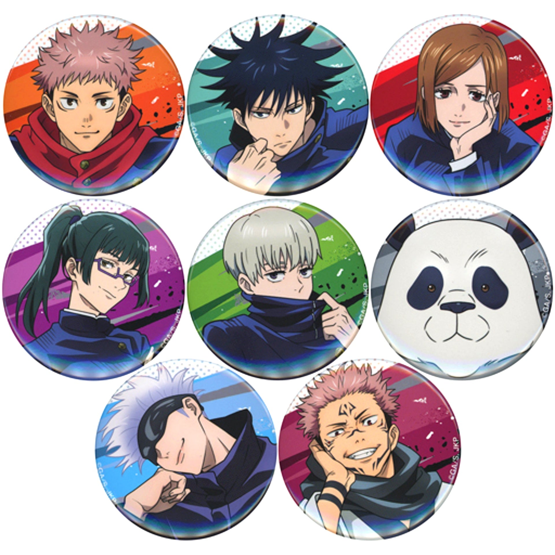 Set of 8 Jujutsu Kaisen Chara Badge Collection Chair Series Drawn Illustration [USED]