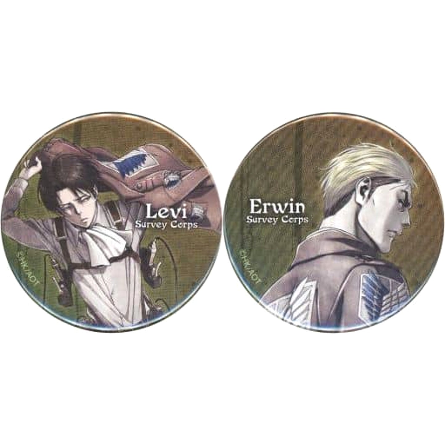 Attack on Titan Levi Ackerman Erwin Smith Can Badge Set Set of 2 Buttons [USED]