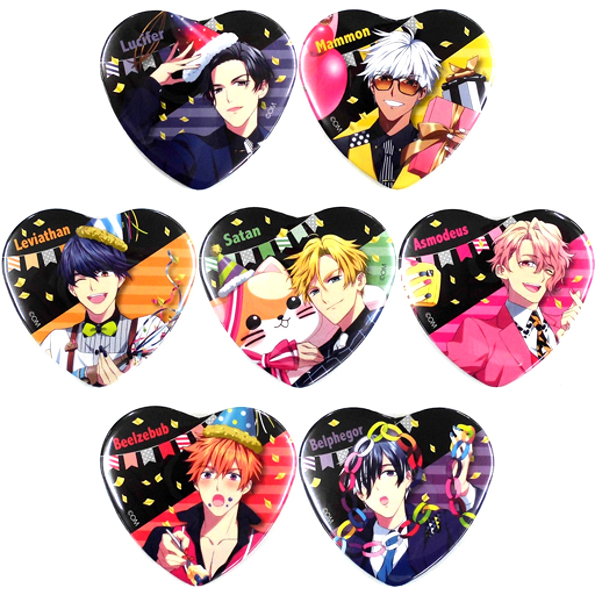 Set of 7 Obey Me! Heart Button Collection Namjatown [USED]