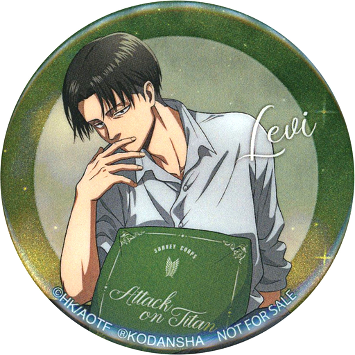 Levi Ackerman Illustration Relax Ver. Attack on Titan Glitter Trading Button Animate BOX Purchase Bonus [USED]