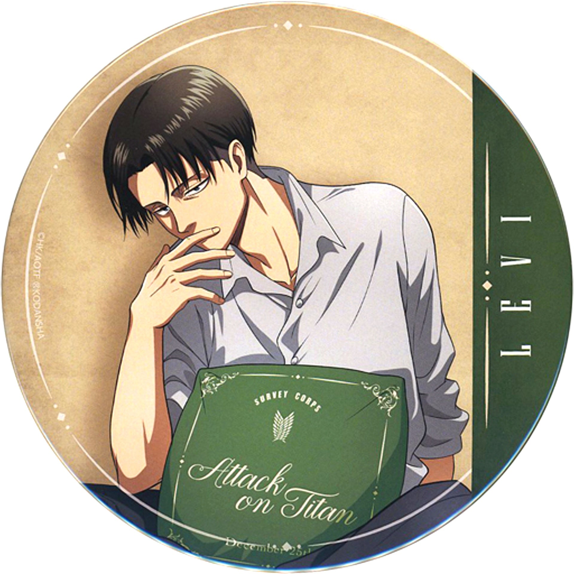 Levi Ackerman Newly Drawn Illustration Relax Ver. BIG Badge Attack on Titan [USED]