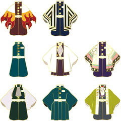 Demon Slayer: Kimetsu no Yaiba Kyojuro Rengoku & Others Diecast Pin Badges Part 2 All 8 Types Set Buttons [USED]