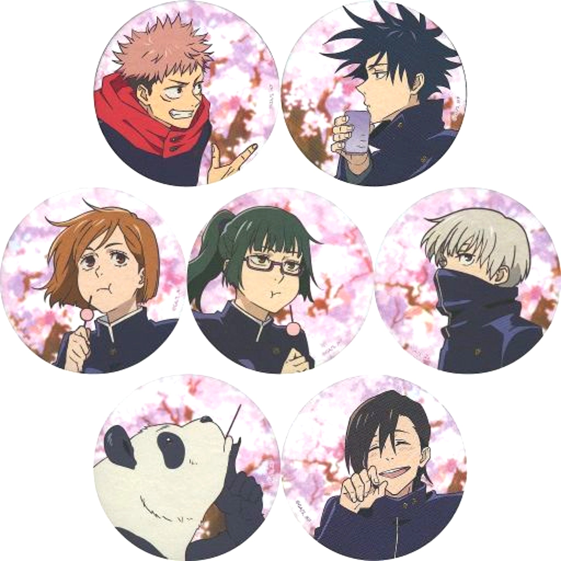 Set of 7 Jujutsu Kaisen Trading Button 1 Exhibition 1st Term Fearsome Womb Vs. Mahito Arc [USED]