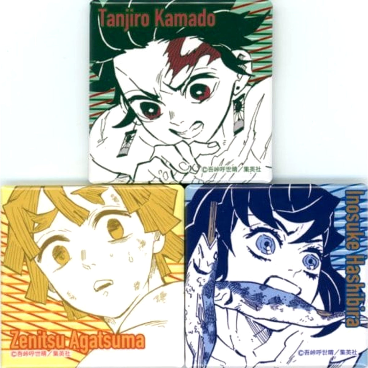 Demon Slayer: Kimetsu no Yaiba Tanjiro Kamado & Others Set of 3 Square Button Jump Shop Limited Original Variety Bag 2021 Bundled Items [USED]