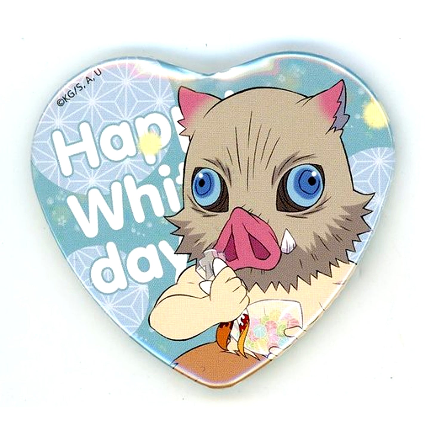 Inosuke Hashibira Heart Shaped Button Demon Slayer ufotable Collaboration Cafe Dining White Day Event 2021 [USED]