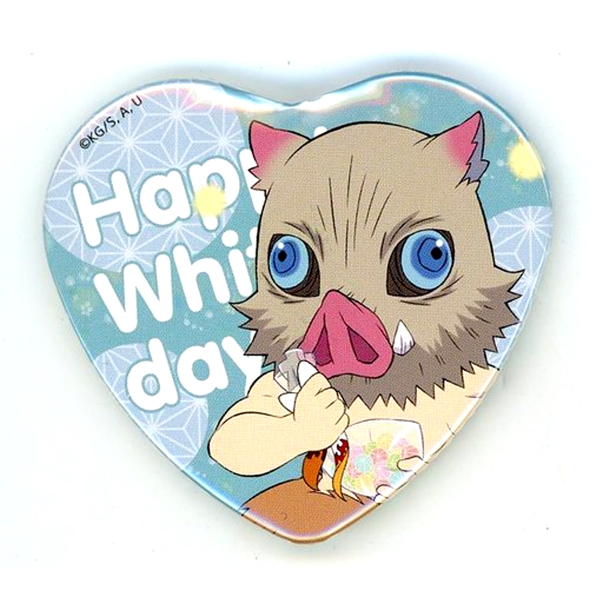 Inosuke Hashibira Heart Shaped Button Demon Slayer ufotable Collaboration Cafe Dining White Day Event 2021 [USED]