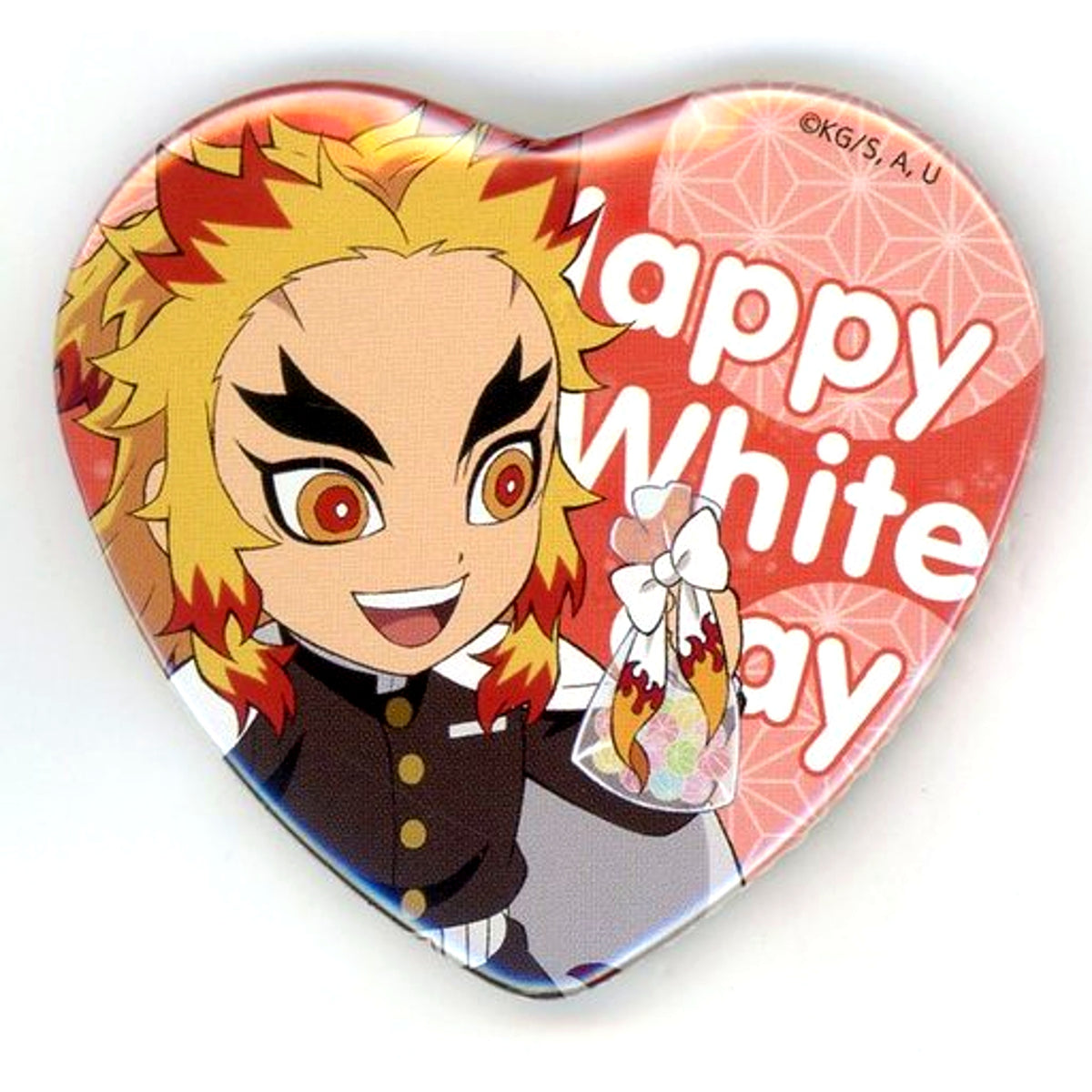 Kyojuro Rengoku Demon Slayer Heart Shaped Button ufotable Collaboration Cafe Dining White Day Event 2021 [USED]
