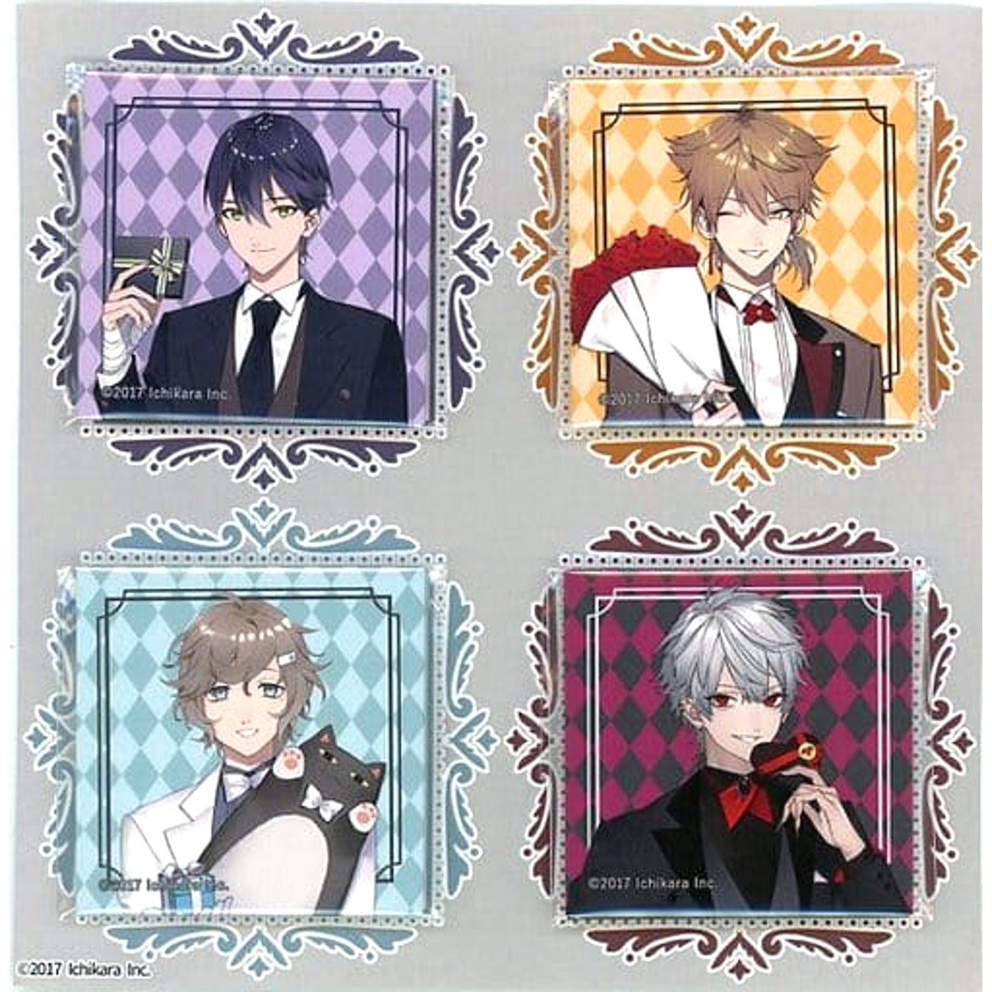 VTuber Nijisanji Square Can Badge White Day 2019 4 Types Set Buttons [USED]