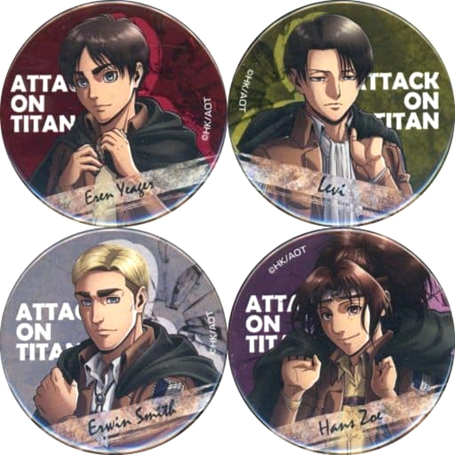 Attack on Titan Ellen Yeager & Others Newly Drawn Can Badge Pop Up Store Only Target Product Purchase Privilege All 4 Types Set Buttons [USED]