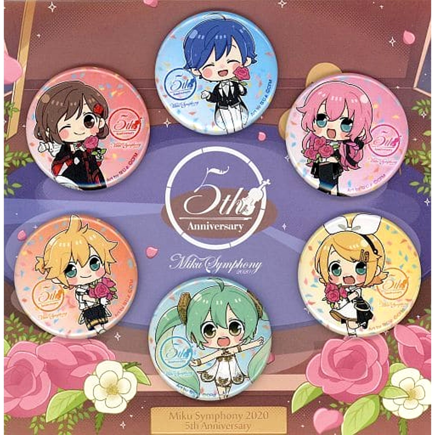 Set of 6 All Characters 5th Anniversary Mini Button Set Hatsune Miku Symphony 2020 Special Seat Bonus [USED]