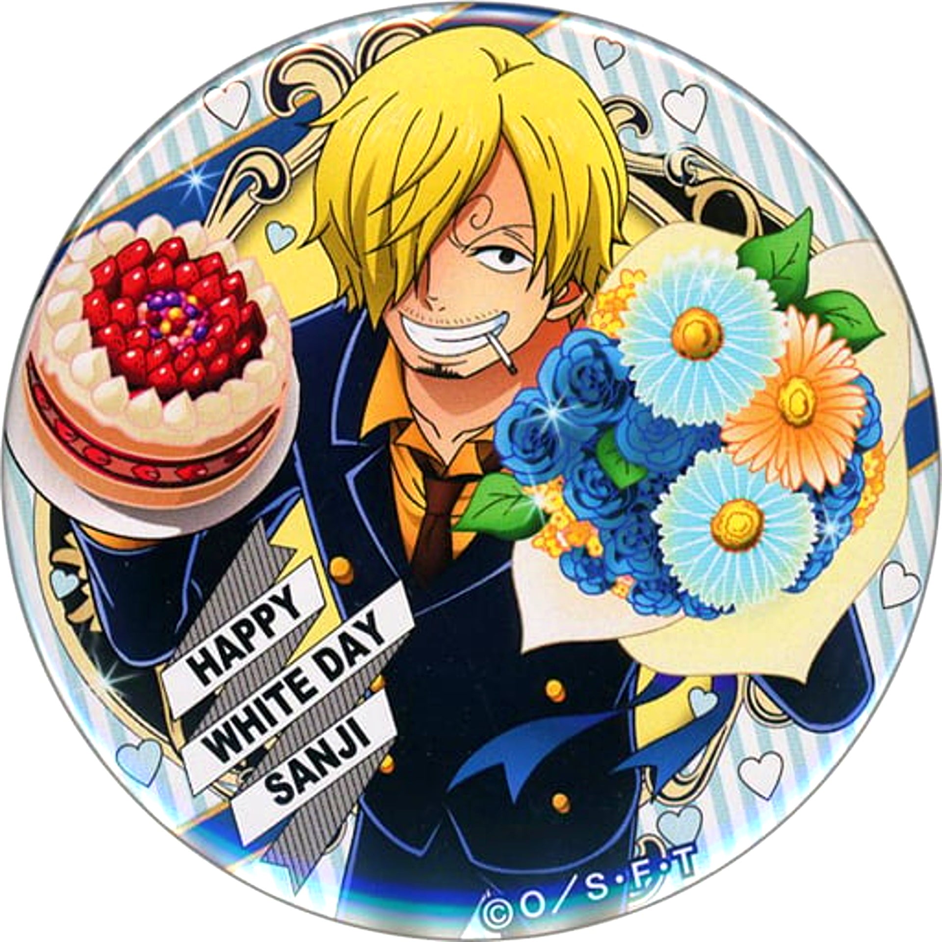 Sanji One Piece YAKARA Button White Day Mugiwara Store Ltd [USED]