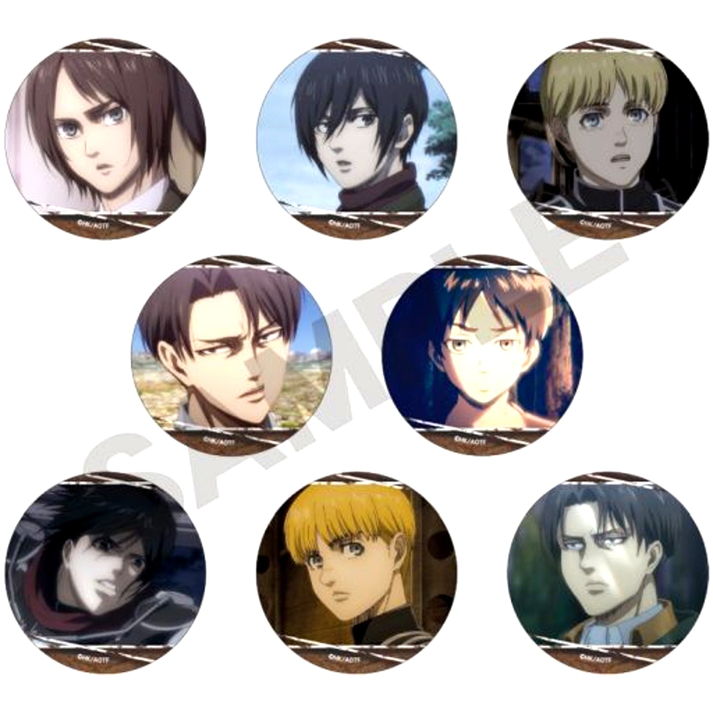 Set of 8 Attack on Titan Trading Badge [USED]