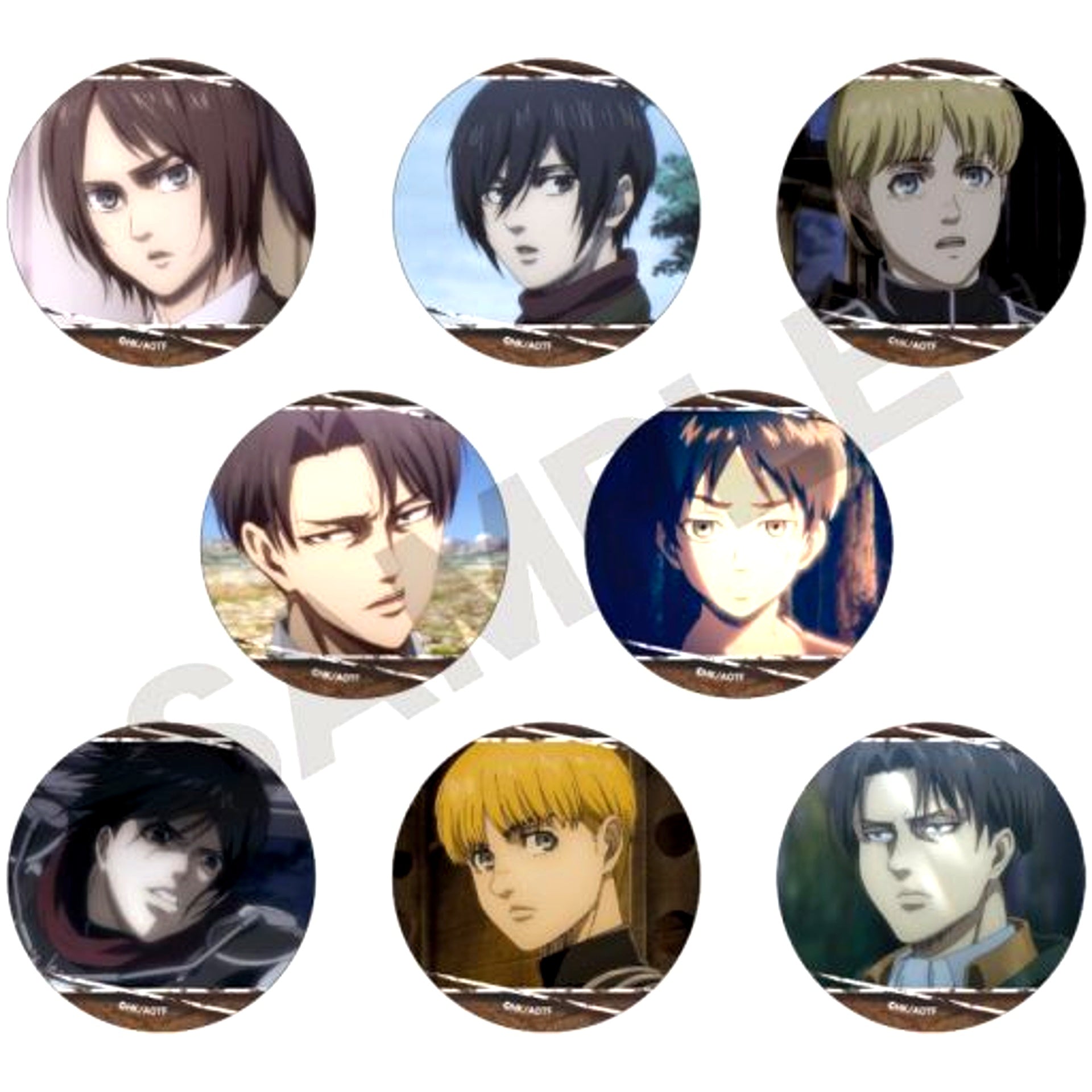 Set of 8 Attack on Titan Trading Badge [USED]