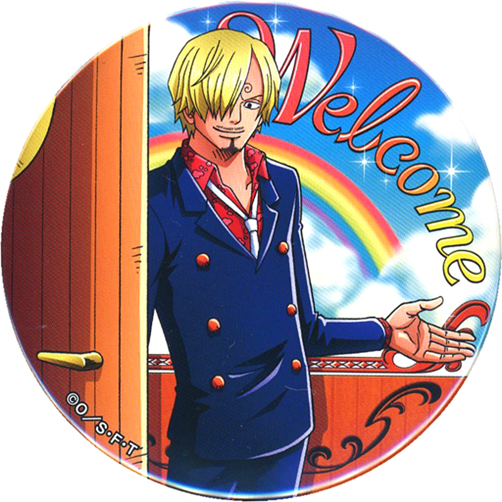 Sanji Background Rainbow One Piece Yakara Button SANJI Mugiwara Store Limited [USED]