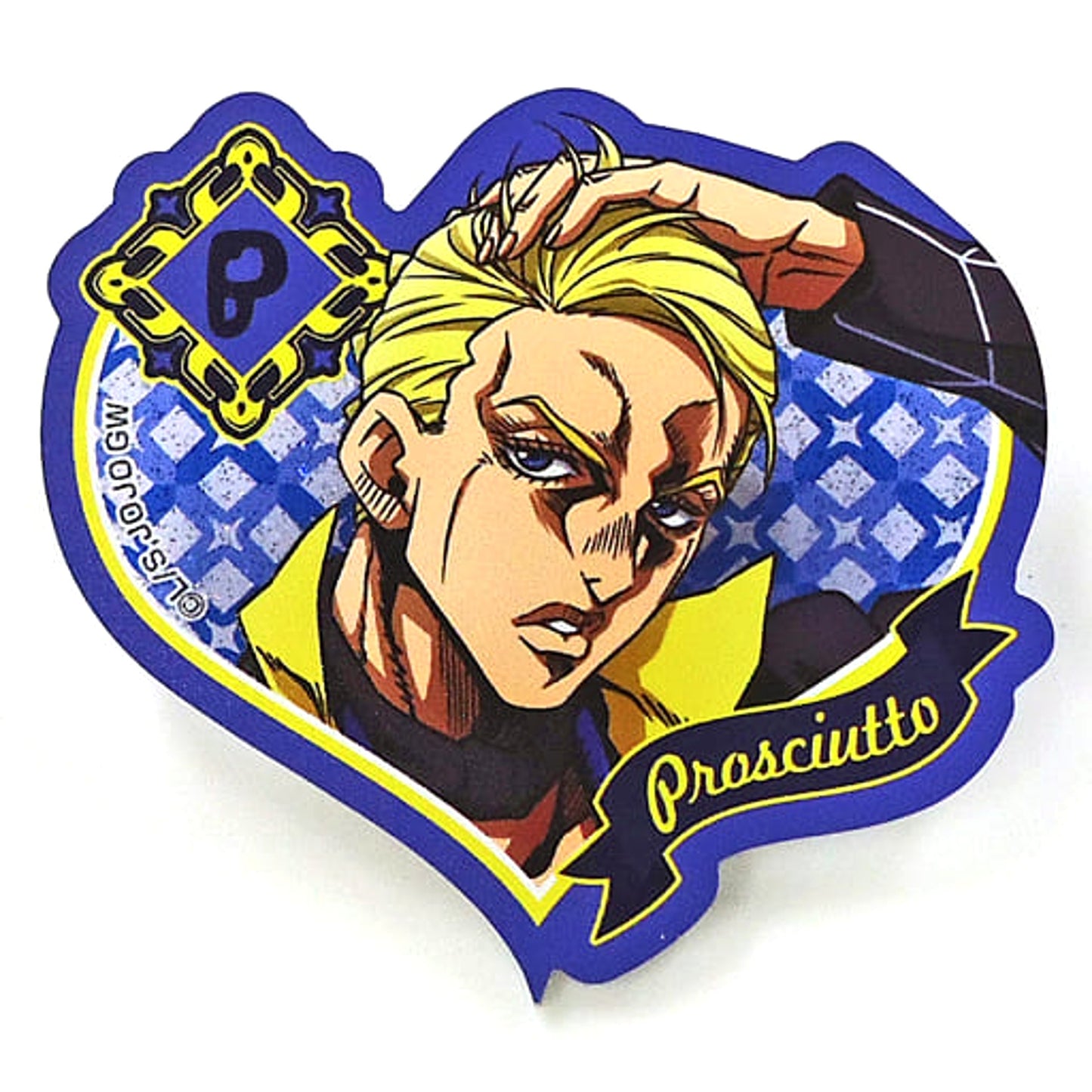 JoJo's Bizarre Adventure: Golden Wind & Stone Ocean Prosciutto Heart Shaped Glitter Acrylic Badge Vol.1 Anime Commemorative Special Event Jojo New Journey Vol.1 Limited Buttons [USED]