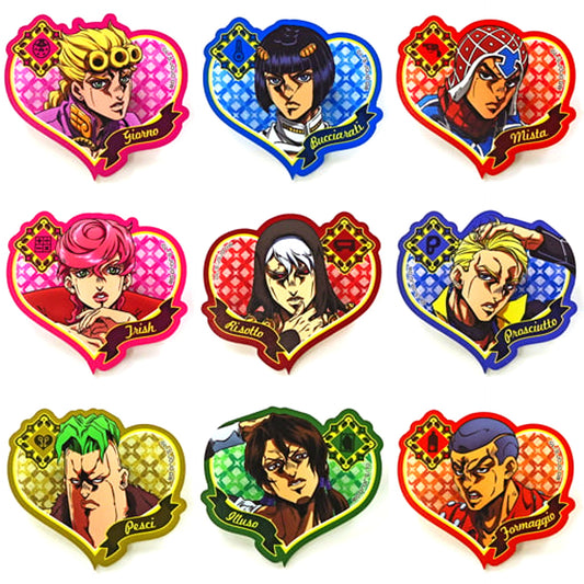 Set of 9 JoJo's Bizarre Adventure Part 5 Golden Wind Part 6 Stone Ocean Anime Commemorative Event JoJo A New Journey Vol. 1 Heart Glitter Acrylic Badge Vol. 1 [USED]