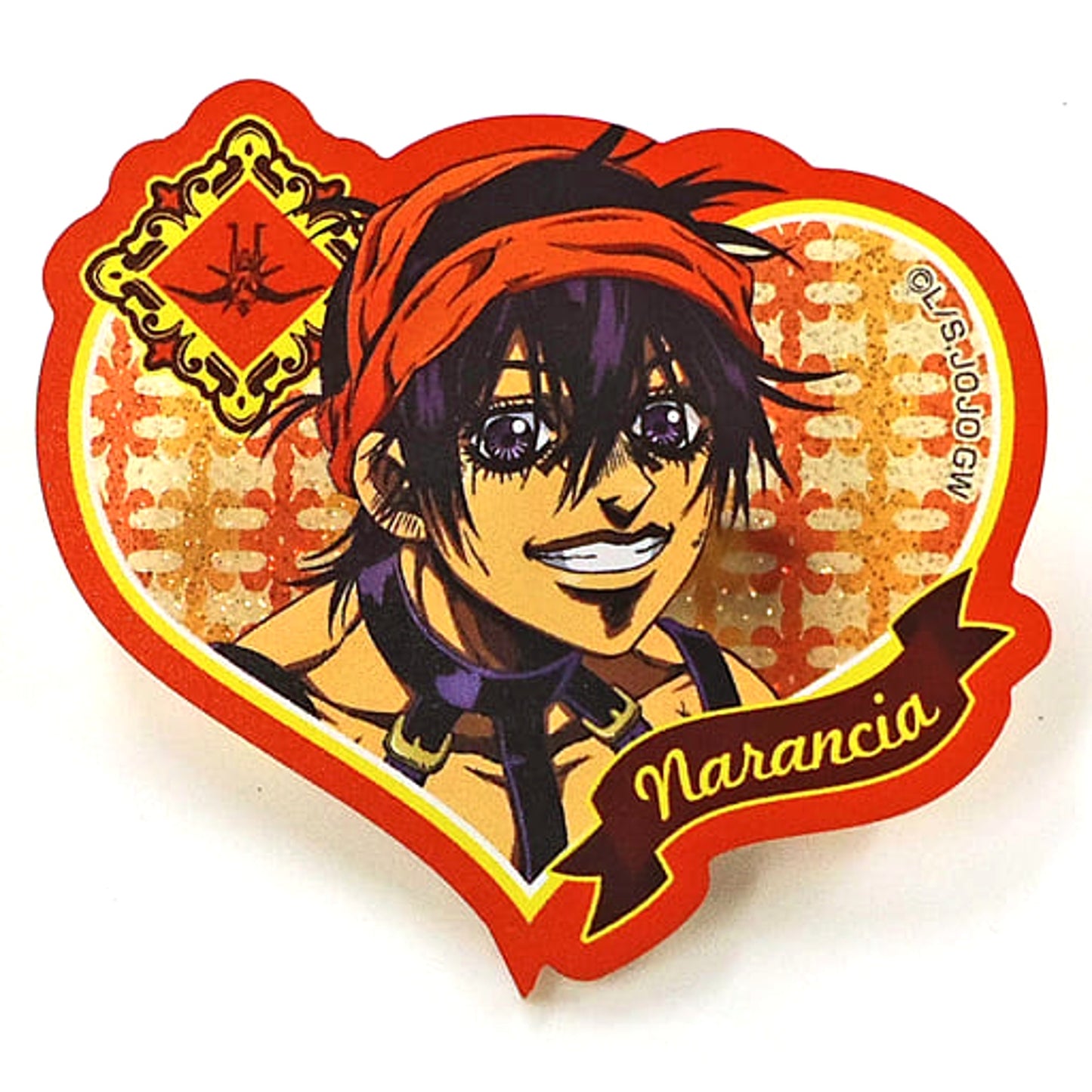 Narancia Ghirga JoJo's Bizarre Adventure Part 5 Golden Wind Part 6 Stone Ocean Anime Adaptation Commemorative Special Event JoJo A New Journey Vol.2 Heart-shaped Glitter Acrylic Button [USED]