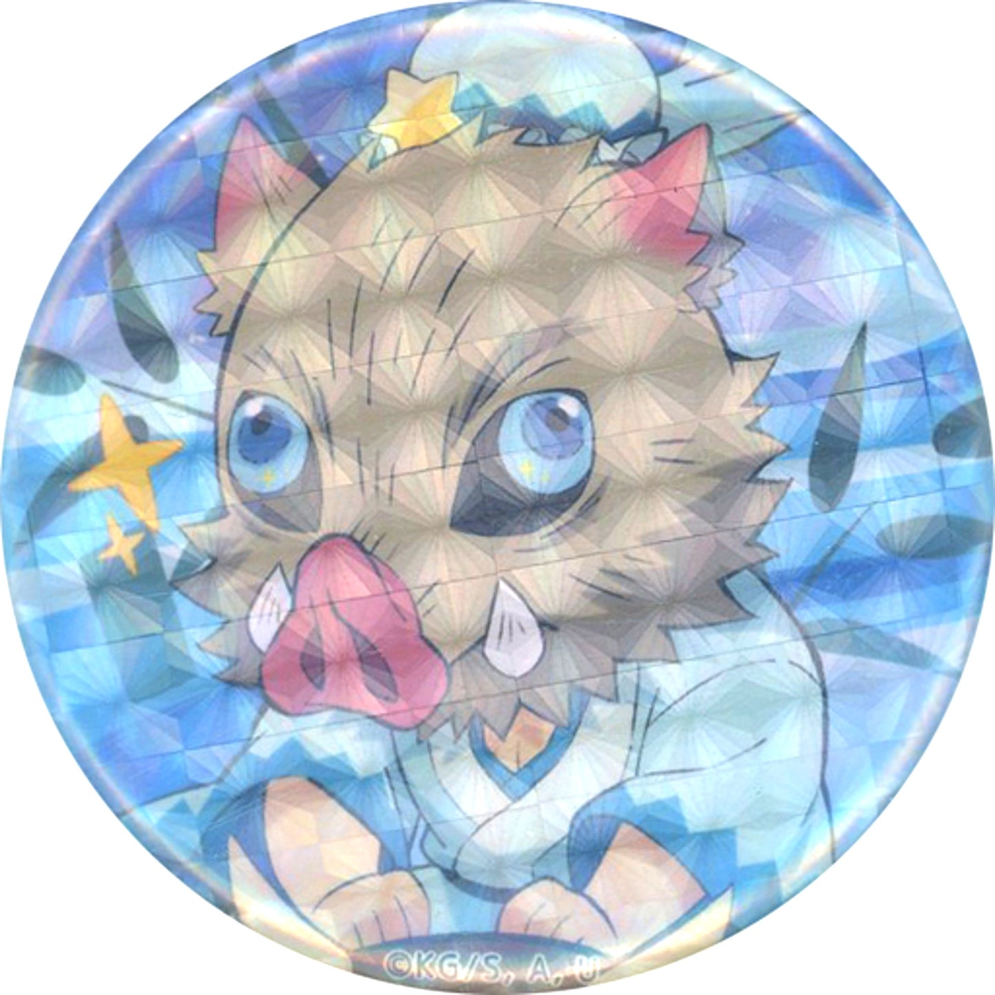 Inosuke Hashibira Glitter Demon Slayer x ufotable cafe Tanabata Event 57mm Random Button [USED]