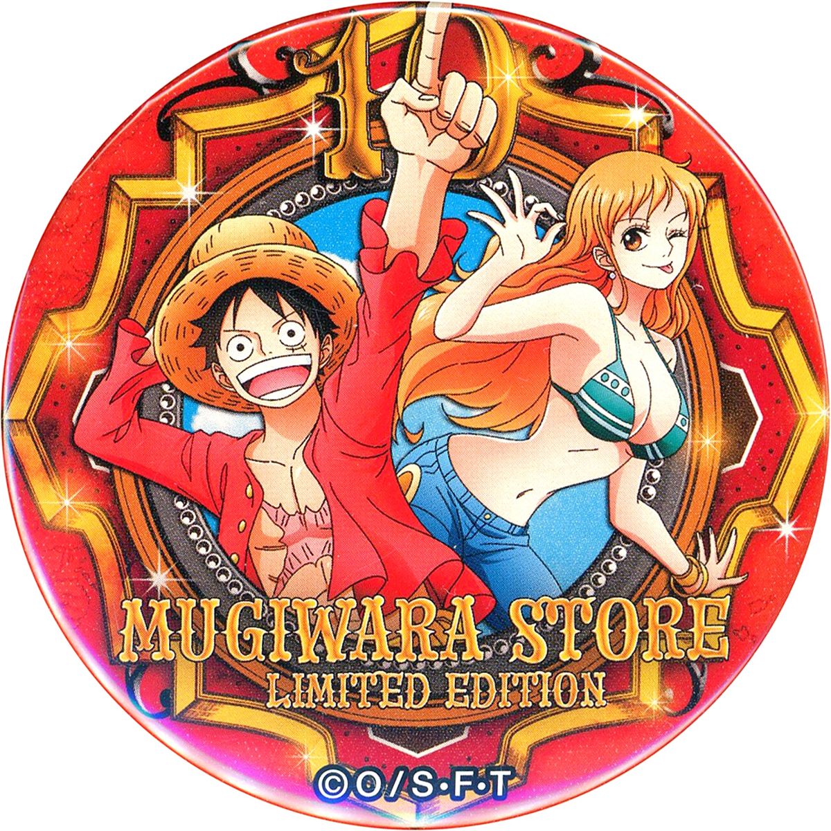 Monkey D. Luffy, Nami One Piece Yakara Button 10th Wave BEAST Straw Store Limited Design [USED]