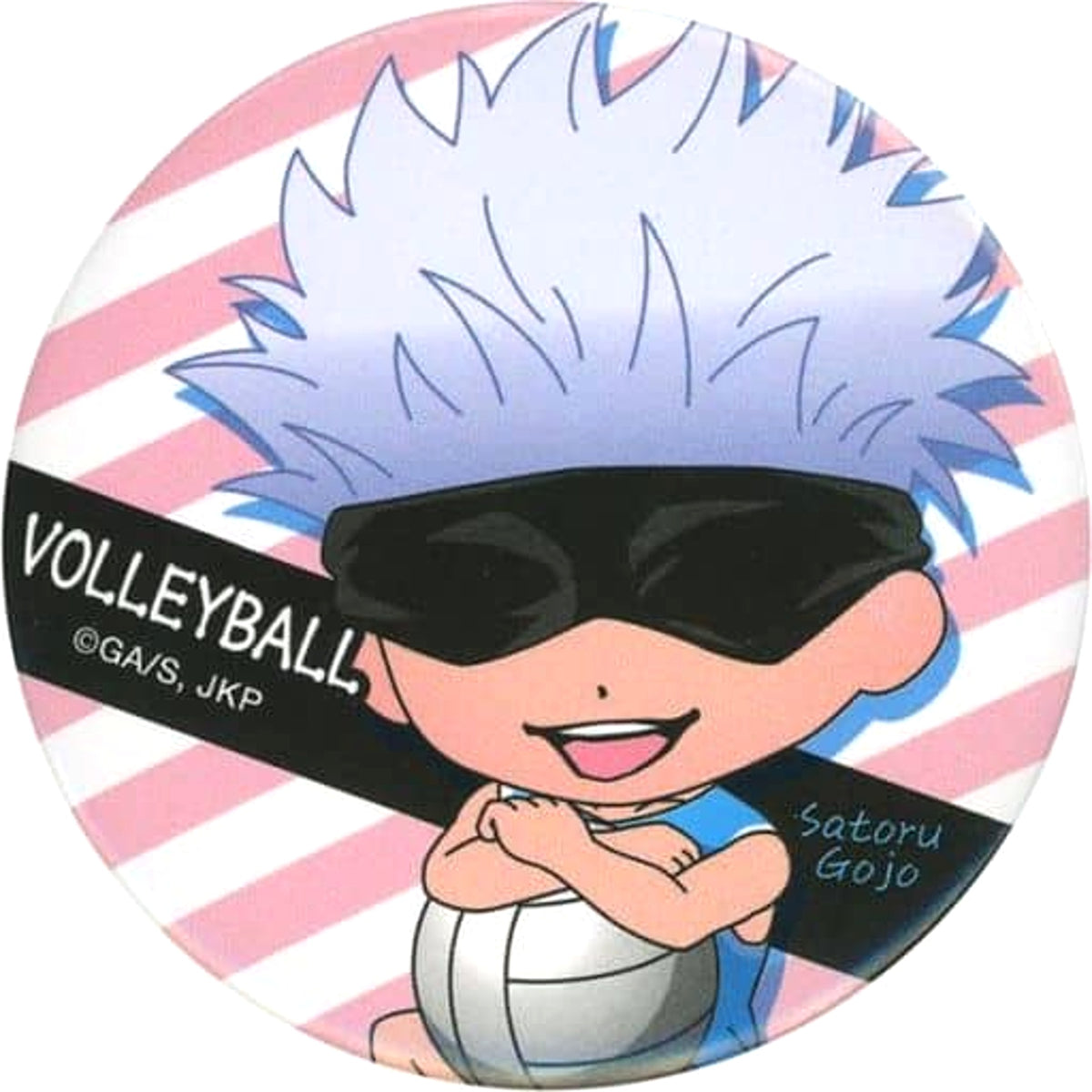 Jujutsu Kaisen Satoru Gojo Volleyball Background: Stripes Club Activities Series Can Badge Baseball / Volleyball Buttons [USED]