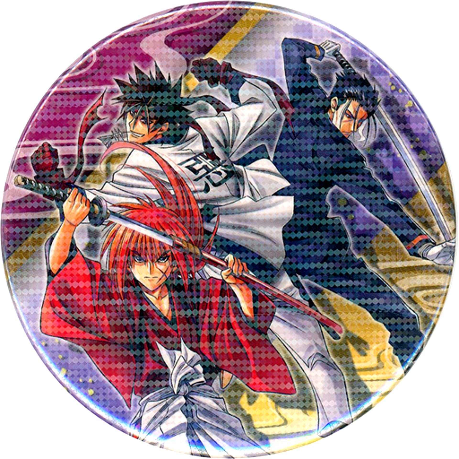 Kenshin Himura Sanosuke Sagara Hajime Saito Rare Rurouni Kenshin Exhibition 25th Anniv Collection Button [USED]