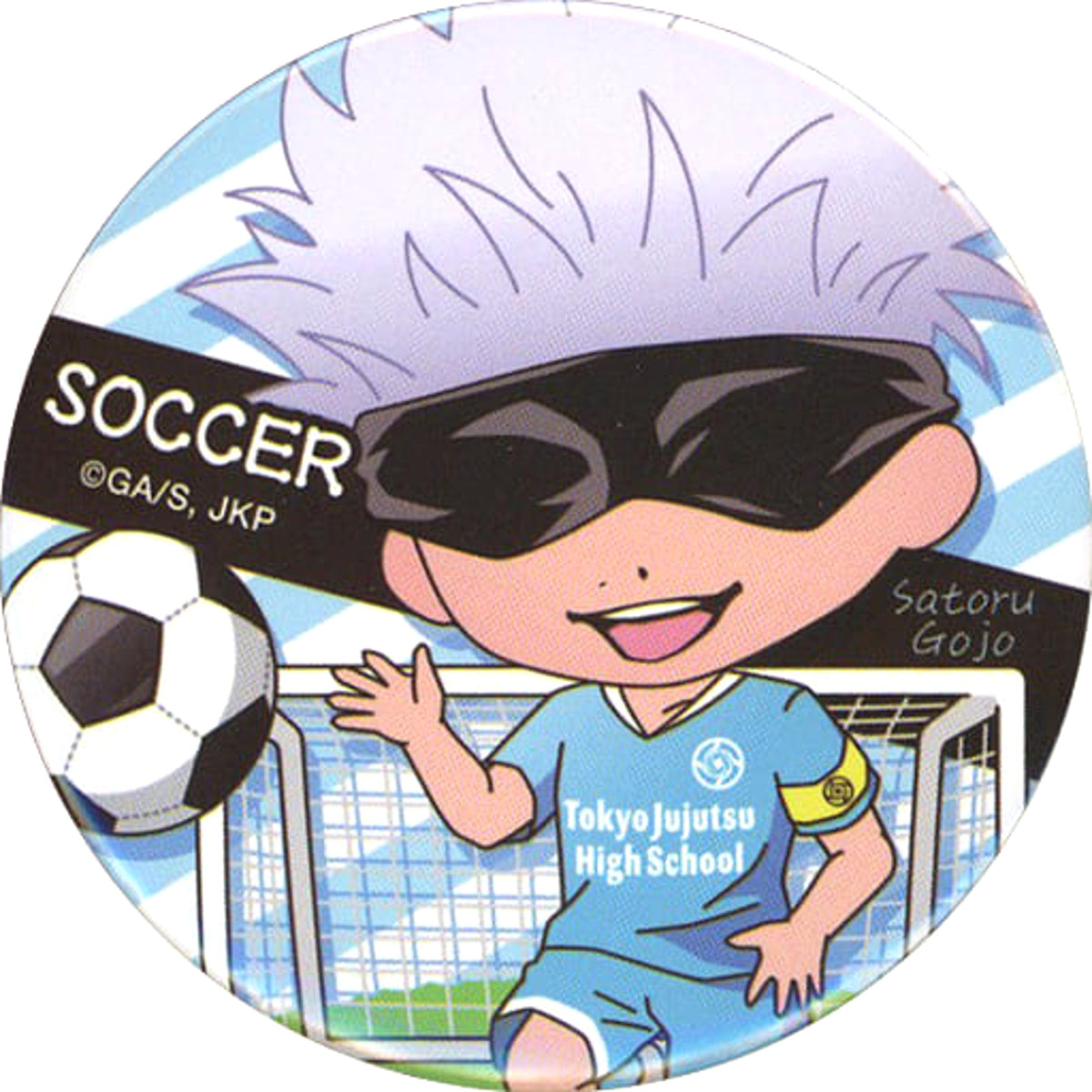 Jujutsu Kaisen Satoru Gojo Soccer Background: Stripes Club Activities Series Can Badge Soccer / Basketball Buttons [USED]