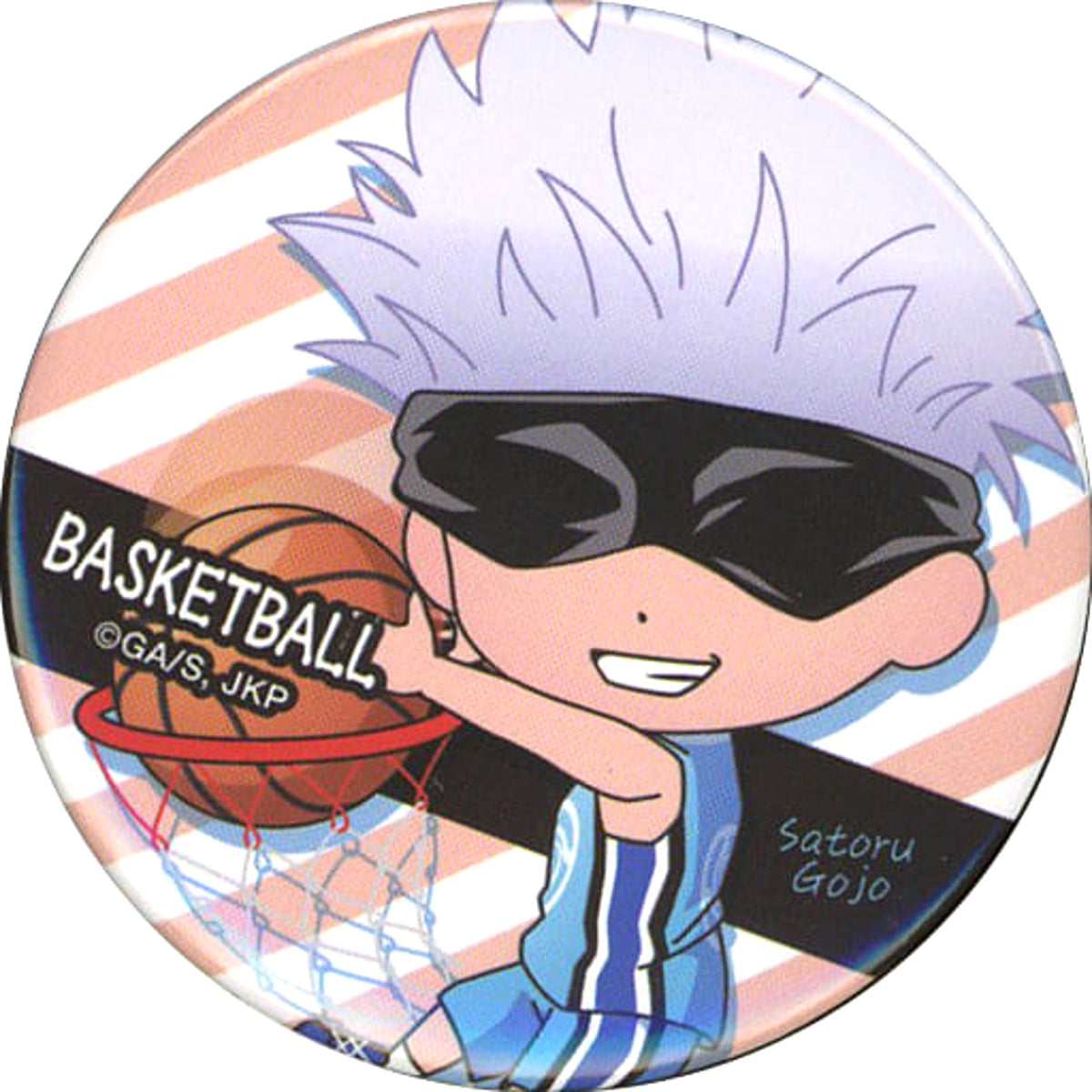 Jujutsu Kaisen Satoru Gojo Basketball Background: Stripes Club Activities Series Can Badge Soccer / Basketball Buttons [USED]