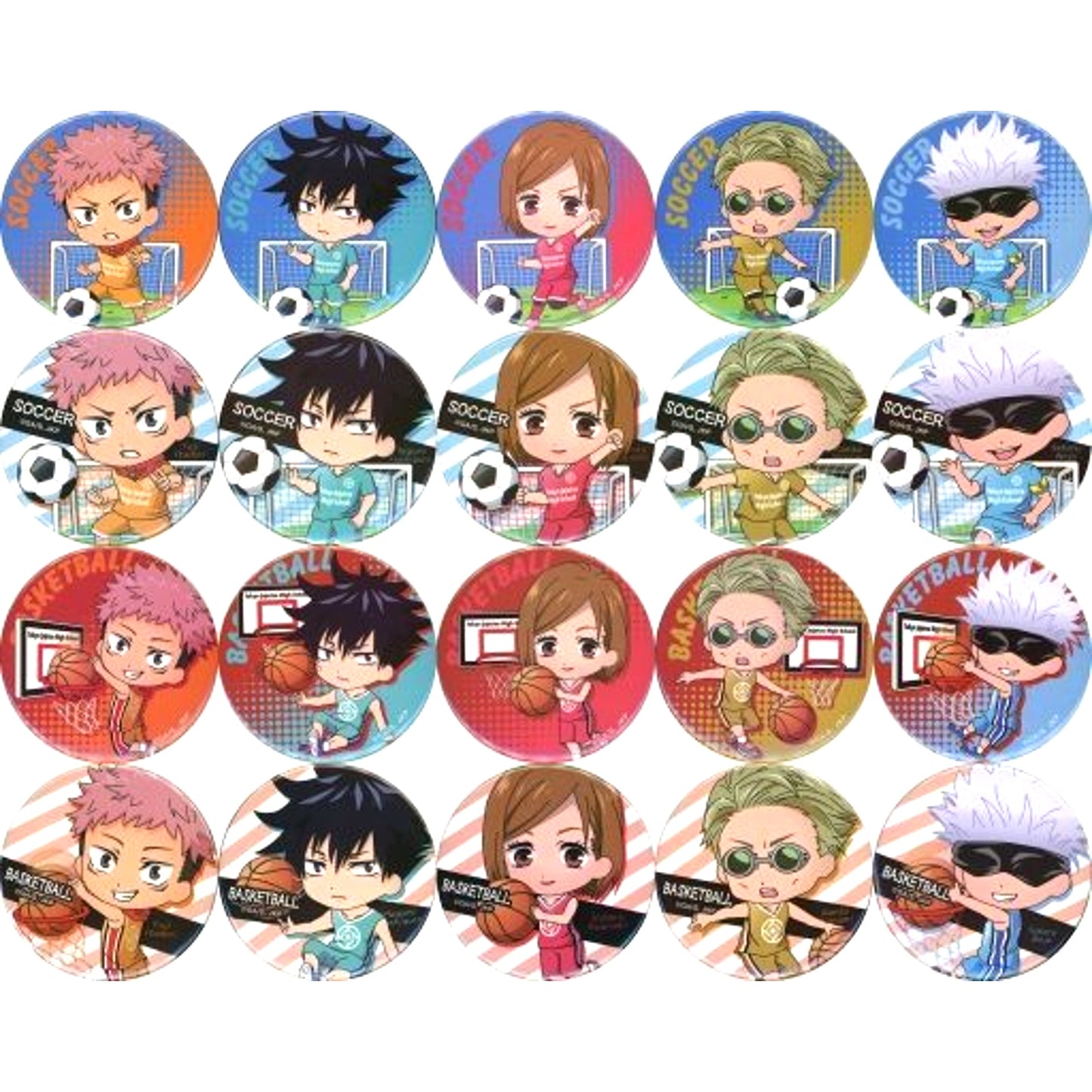 Set of 20 Jujutsu Kaisen Club Activity Series Button Soccer Basketball [USED]