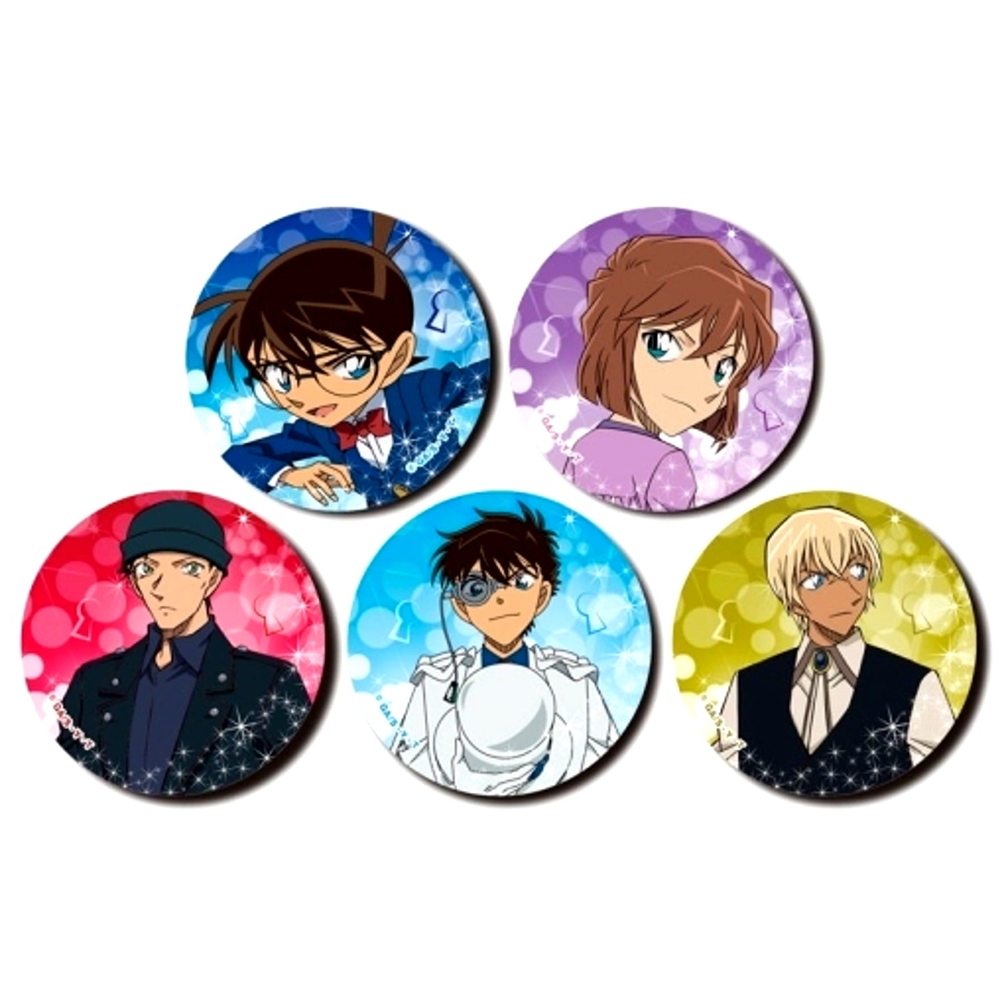 Set of 5 Conan & Ai & Akai & Kid & Amuro Detective Conan Button [USED]