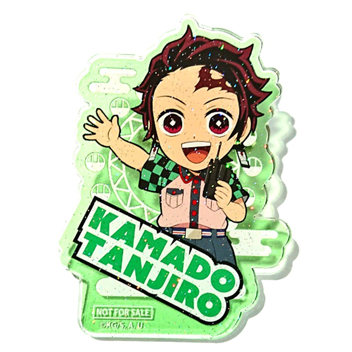 Tanjiro Kamado Demon Slayer: Kimetsu no Yaiba x Tokyo Dome City Attractions Total Concentration Great Hospitality Operation Glitter Acrylic Badge Festival Game Prize B [USED]